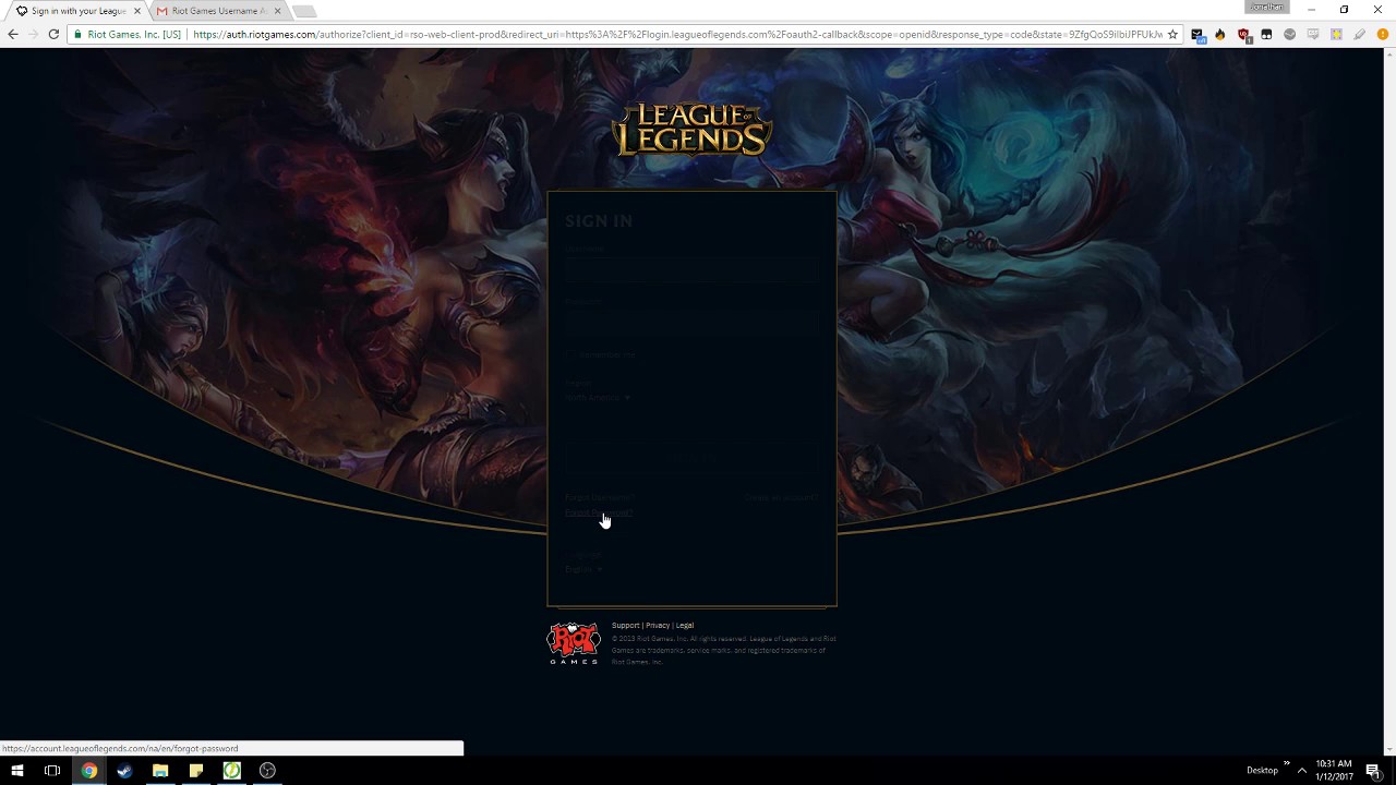 forgot email league of legends